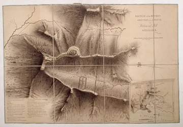 Szkic obiektów wzniesionych przez Francuzów na wzgórzu Richmond w Grenadzie