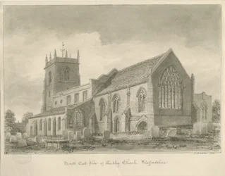 Kościół Audley: rysunek w sepii, 1840