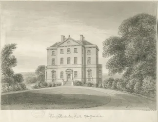 Barlaston Hall: rysunek w sepii