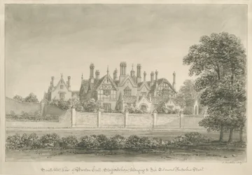 Barton pod Needwood - "Barton Hall" : rysunek w sepii, 1839