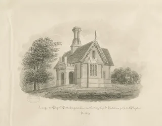 Blithfield - „Lodge at Bagot Park”: rysunek w sepii