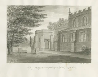 Kościół w Blithfield: rysunek w sepii, 1847