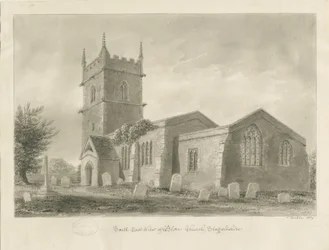 Blore Church: rysunek w sepii, 1839
