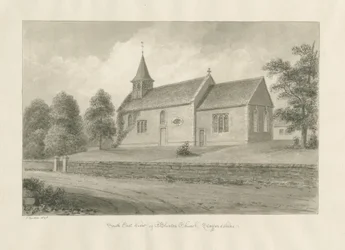 Kościół Blurton: rysunek w sepii, 1848
