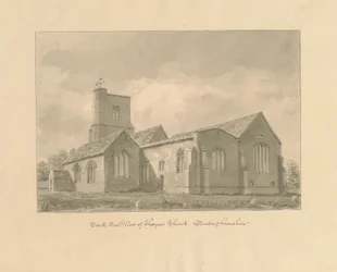 Buckinghamshire - Kościół Chenies: rysunek w sepii, 1824