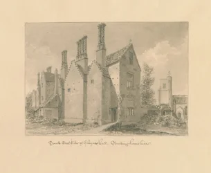 Buckinghamshire - Chenies Hall: rysunek w sepii