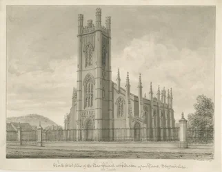 Burton-upon-Trent - Kościół Świętej Trójcy: rysunek w sepii, 1839