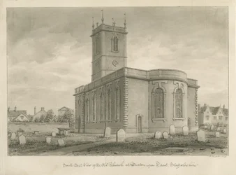 Burton-upon-Trent - Stary Kościół: rysunek w sepii