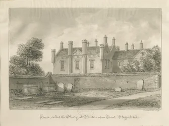Burton-upon-Trent - Priory House: rysunek w sepii