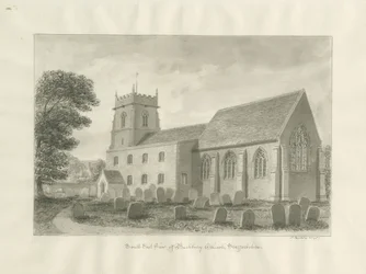 Kościół w Bushbury: rysunek w sepii, 1845
