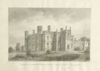 Butterton Hall: rysunek w sepii