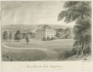 Cheddleton - Ashcombe Hall: rysunek w sepii, 1844
