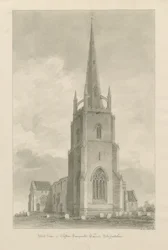 Clifton Campville Church: rysunek w sepii, 1838