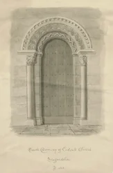 Codsall Church - South Doorway: rysunek w sepii