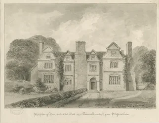 Dimsdale Old Hall: rysunek w sepii, 1841