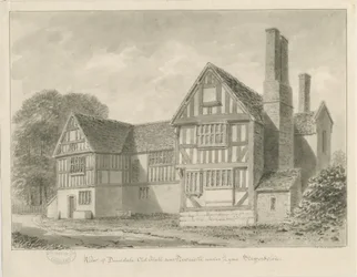 Dimsdale Old Hall: rysunek w sepii, 1841