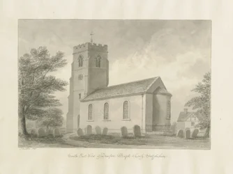 Drayton Bassett Church: rysunek w sepii, 1848