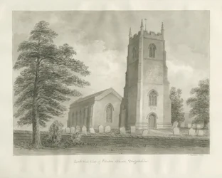 Kościół Ellastone: rysunek w sepii, 1847
