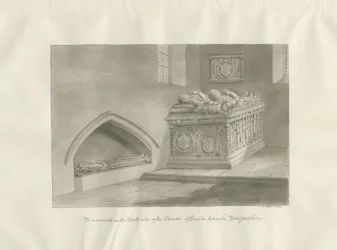 Enville Church - Pomnik: rysunek w sepii