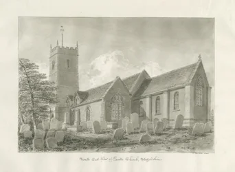 Kościół Enville: rysunek w sepii, 1846