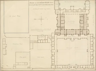 Essex - Audley End - Plan: rysunek w sepii, 1815