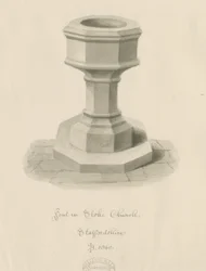 Czcionka Stoke-upon-Trent Church: rysunek w sepii