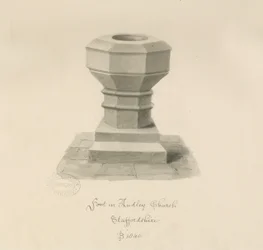 Czcionka w Audley Church: rysunek w sepii, 1840