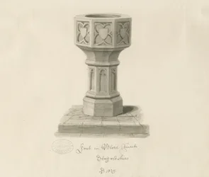 Czcionka w Blore Church: rysunek w sepii, 1839