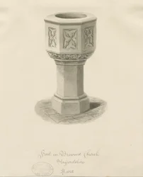 Czcionka w Brewood Church: rysunek w sepii