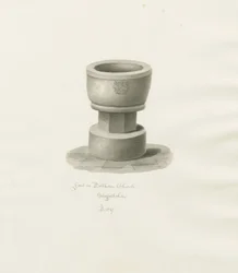 Czcionka w kościele Dilhorne: rysunek w sepii, 1847
