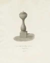 Czcionka w Drayton Bassett Church: rysunek w sepii, 1848