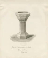 Czcionka w kościele Hammerwich: rysunek w sepii, czerwiec 1843 (rysunek)