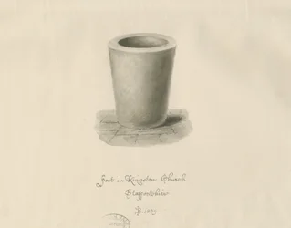 Czcionka w Kingstone Church: rysunek w sepii, 1839