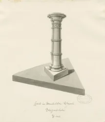 Czcionka w kościele w Mucklestone: rysunek w kolorze sepii, 1843