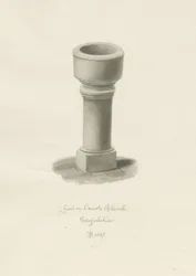 Czcionka w kościele Onecote: rysunek w sepii, 1847
