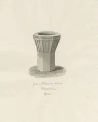 Czcionka w Pattingham Church: rysunek w kolorze sepii, 1846