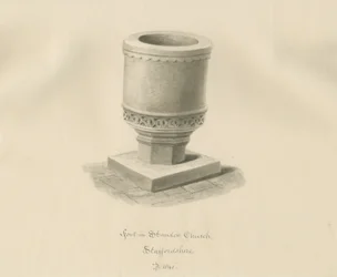 Czcionka w Standon Church: rysunek w sepii
