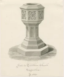 Czcionka w Trentham Church: rysunek w sepii, 1844