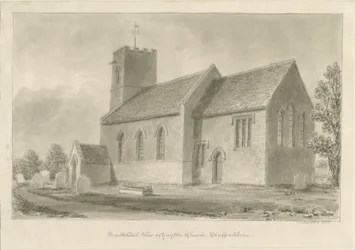 Kościół Gayton: rysunek w sepii, 1841