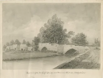 Handsacre - Stary Wysoki Most: rysunek w sepii, 1839