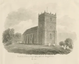 High Offley Church: rysunek w sepii, 1843