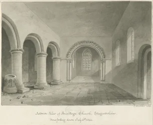 Wnętrze kościoła Armitage: rysunek w sepii, 6 VII 1844
