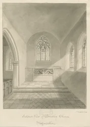 Wnętrze kościoła Bradley: rysunek w sepii, 1842