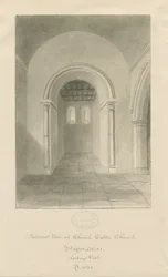 Wnętrze kościoła Eaton Church: rysunek w sepii