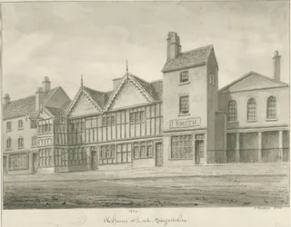 Leek Town - Stare domy: rysunek w sepii, 1844