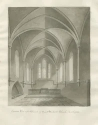 Lichfield - Wnętrze kościoła św. Michała: rysunek w sepii