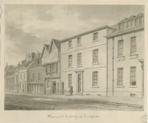 Lichfield - Biblioteka: rysunek w sepii, 1833