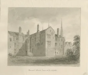 Lichfield - Old House in The Close: rysunek w sepii
