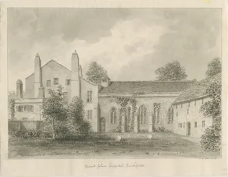 Lichfield - Szpital i Kaplica św. Jana: rysunek w sepii