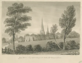 Lichfield - Stowe: rysunek w sepii